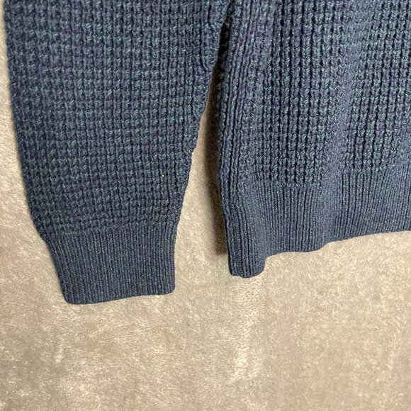 LL Bean Men Classic Preppy Heavy Waffle Knit 1/4 Pullover Mock Neck Sweater M - Picture 4 of 10
